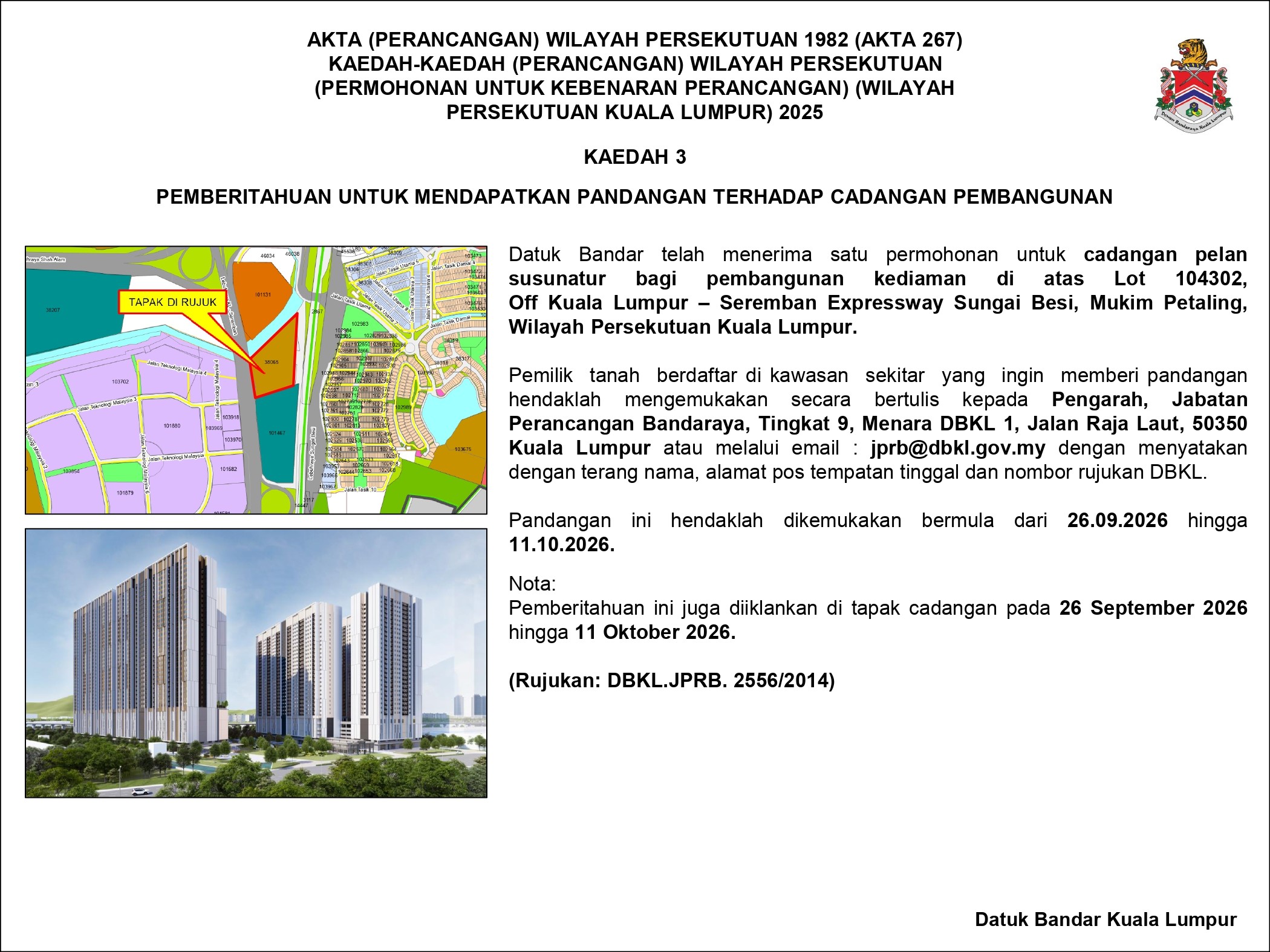 Hebahan lot 104302. off kuala lumpur seremban expressway sungai besi