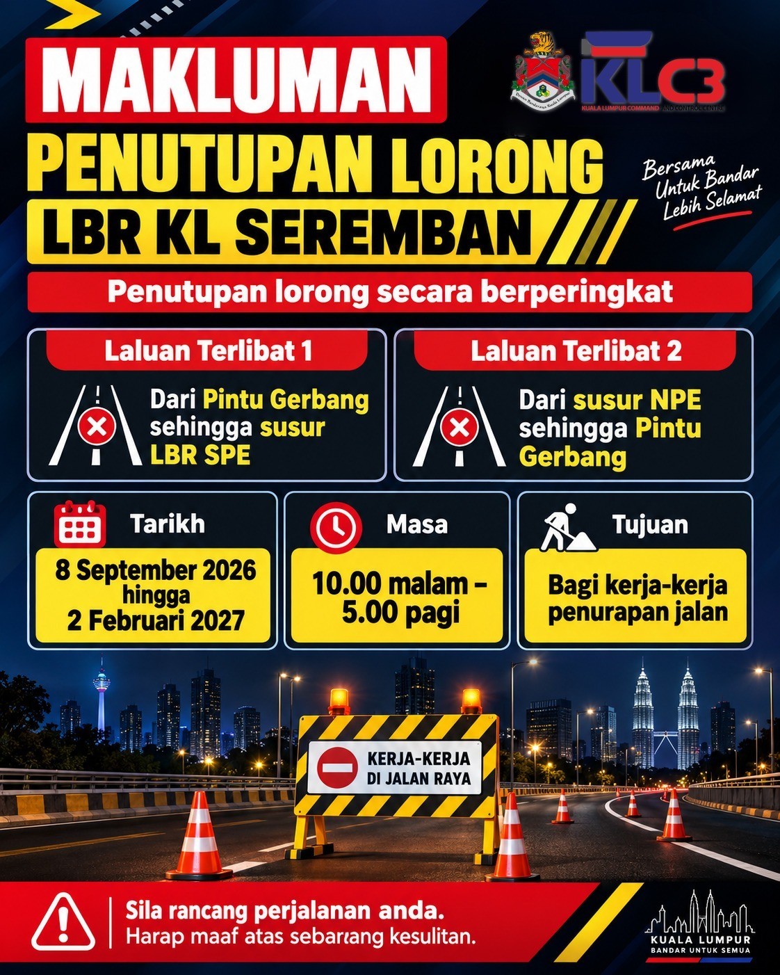Tutup jalan kl seremban