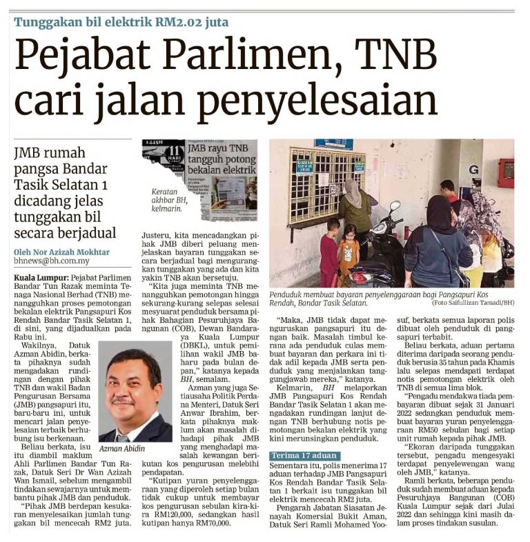 Portal Rasmi Dewan Bandaraya Kuala Lumpur | Pejabat Parlimen, TNB Cari Jalan Penyelesaian – Berita Harian