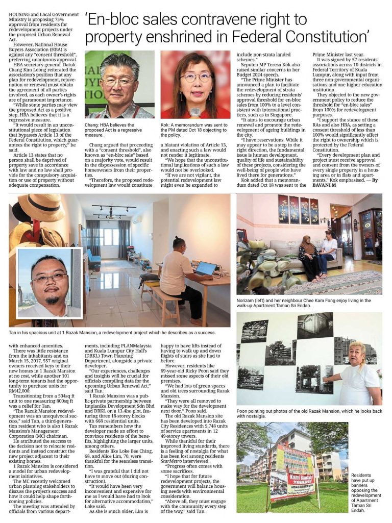 Portal Rasmi Dewan Bandaraya Kuala Lumpur | 'En-Bloc Sales Contravene Right To Property Enshrined In Federal Constitution' – The Star