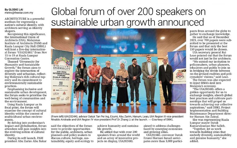 Portal Rasmi Dewan Bandaraya Kuala Lumpur | Global Forum Of Over 200 Speakers On Sustainable Urban Growth Announced - The Star